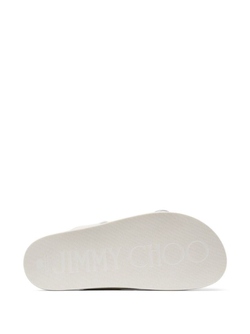 White Fayence Faux Pearl Sandals