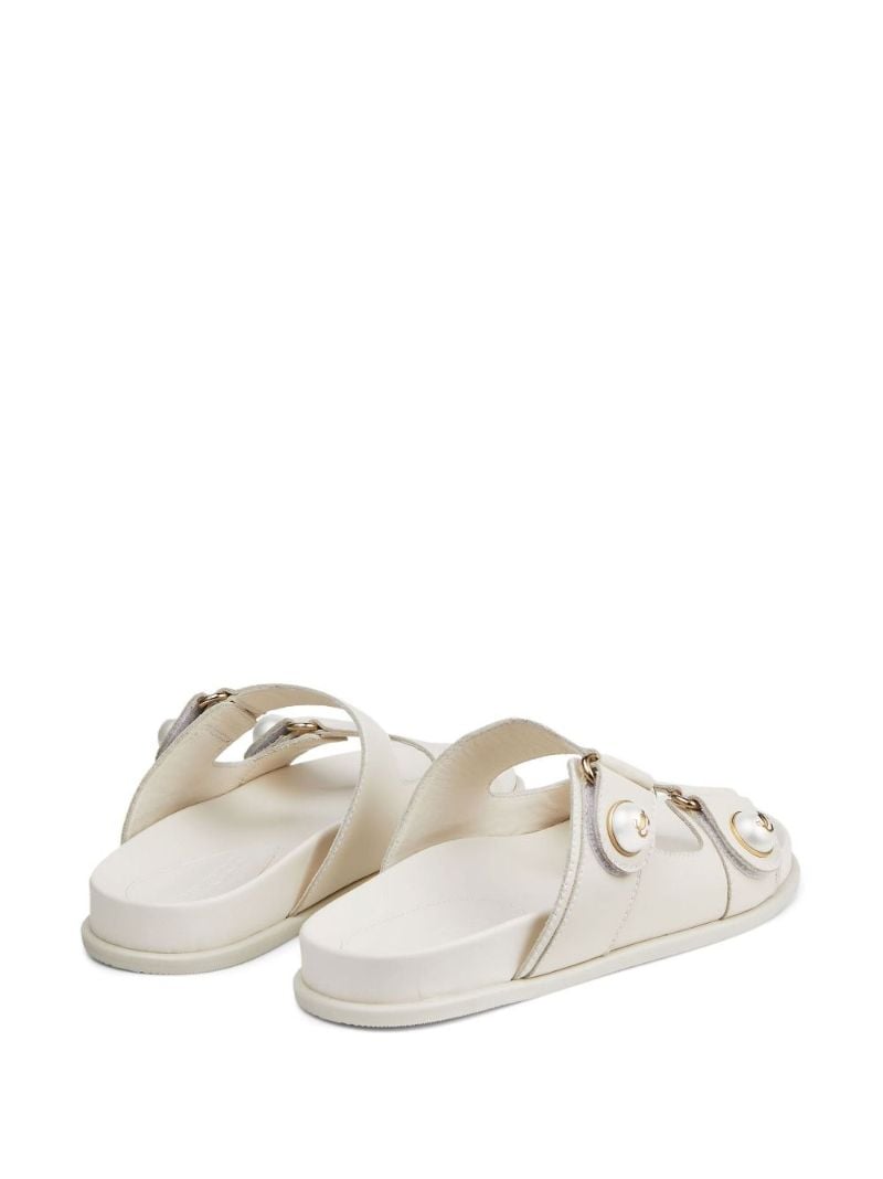 White Fayence Faux Pearl Sandals