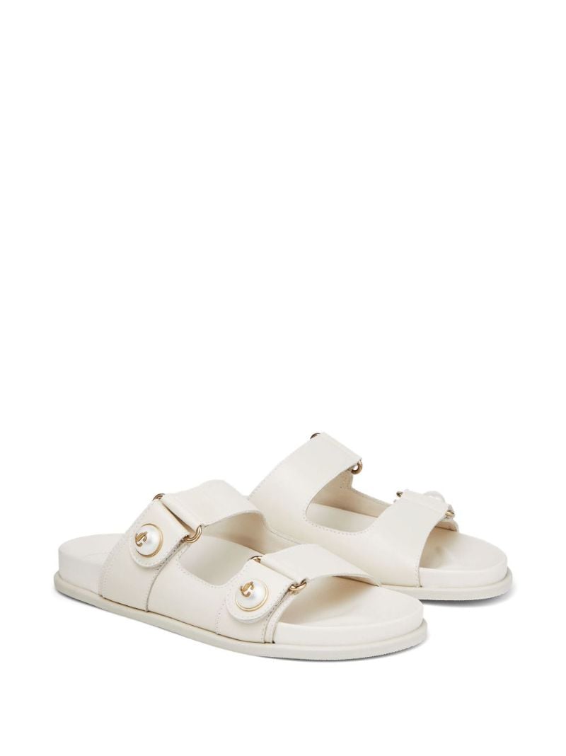 White Fayence Faux Pearl Sandals