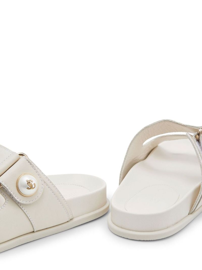White Fayence Faux Pearl Sandals