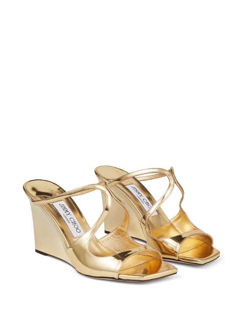 Gold Anise 85 Metallic Wedge Mules