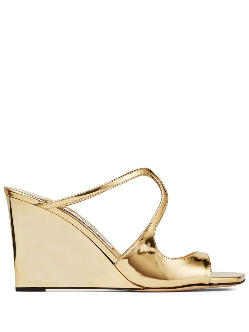 Gold Anise 85 Metallic Wedge Mules