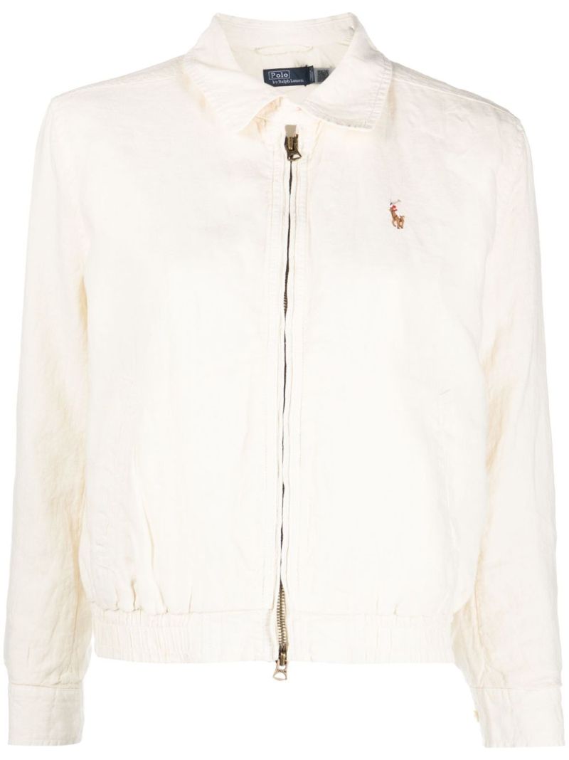 Neutral Logo-embroidered Bomber Jacket