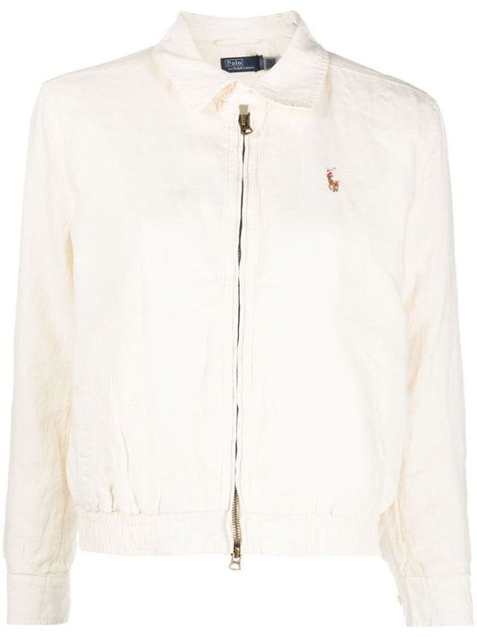 Neutral Logo-embroidered Bomber Jacket