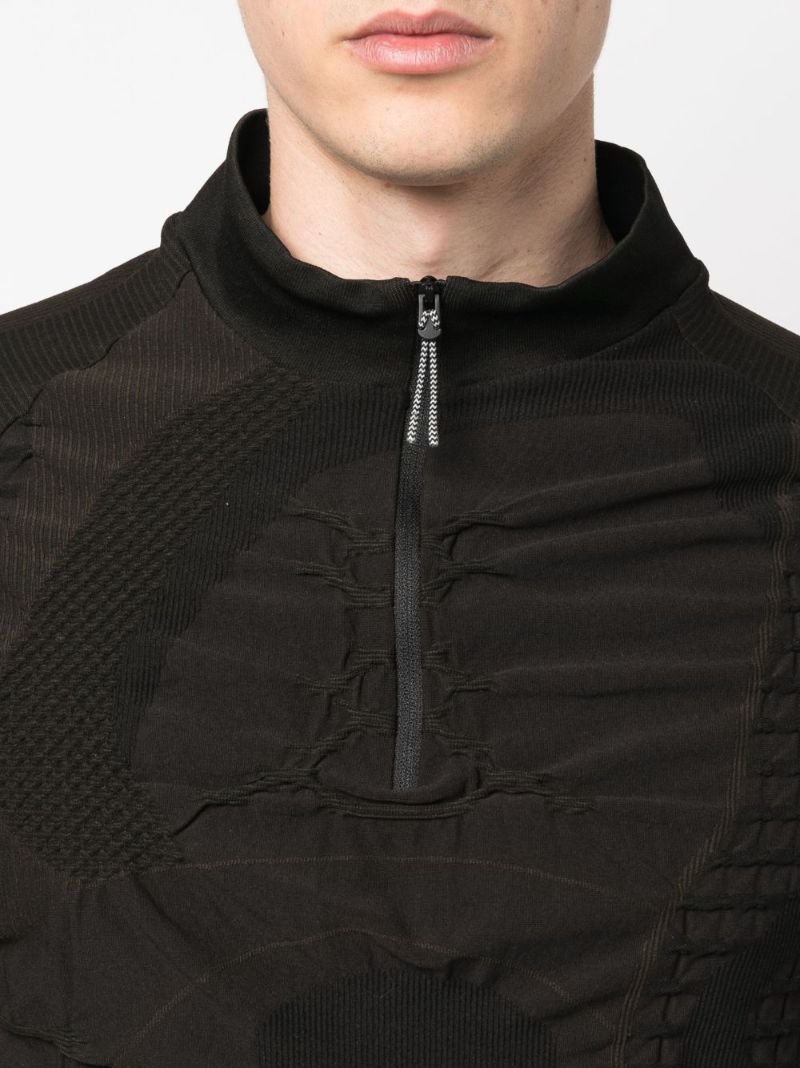 Brown 3d-knit Half-zip Top