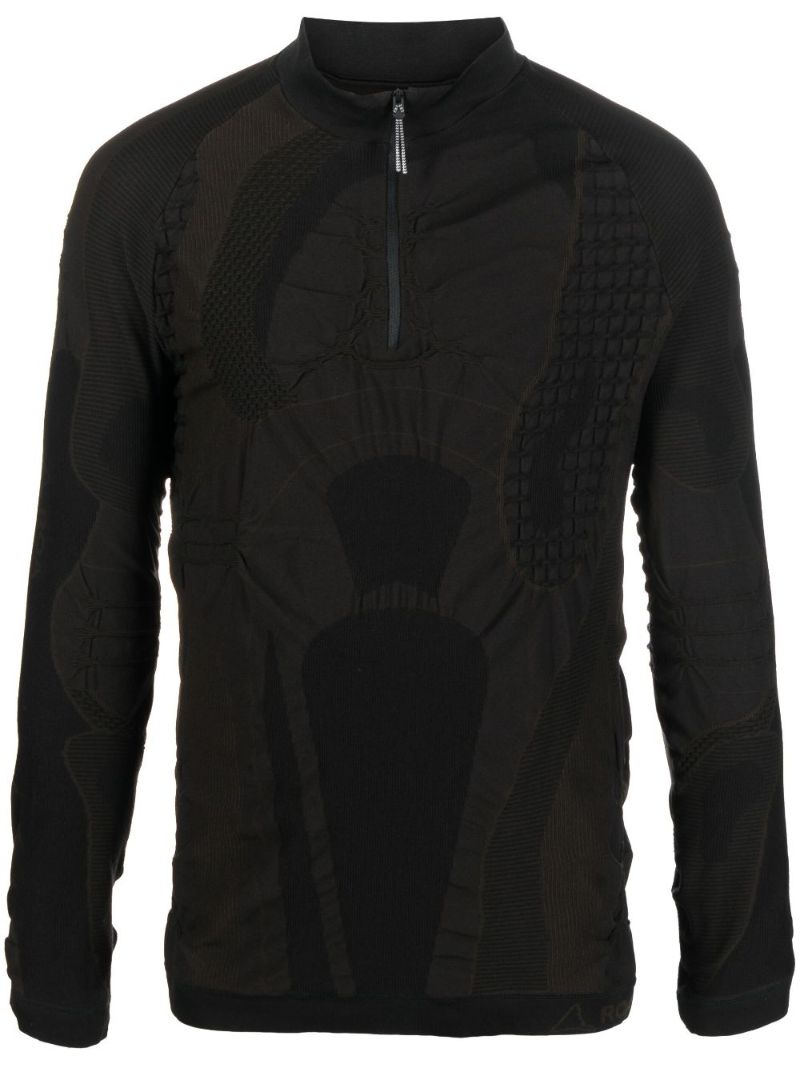 Brown 3d-knit Half-zip Top