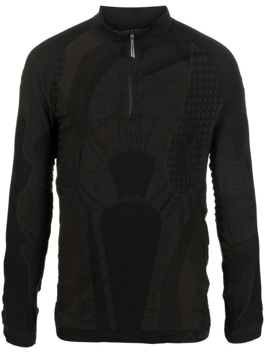 Brown 3d-knit Half-zip Top