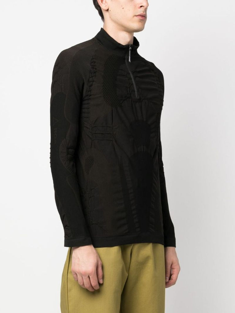 Brown 3d-knit Half-zip Top