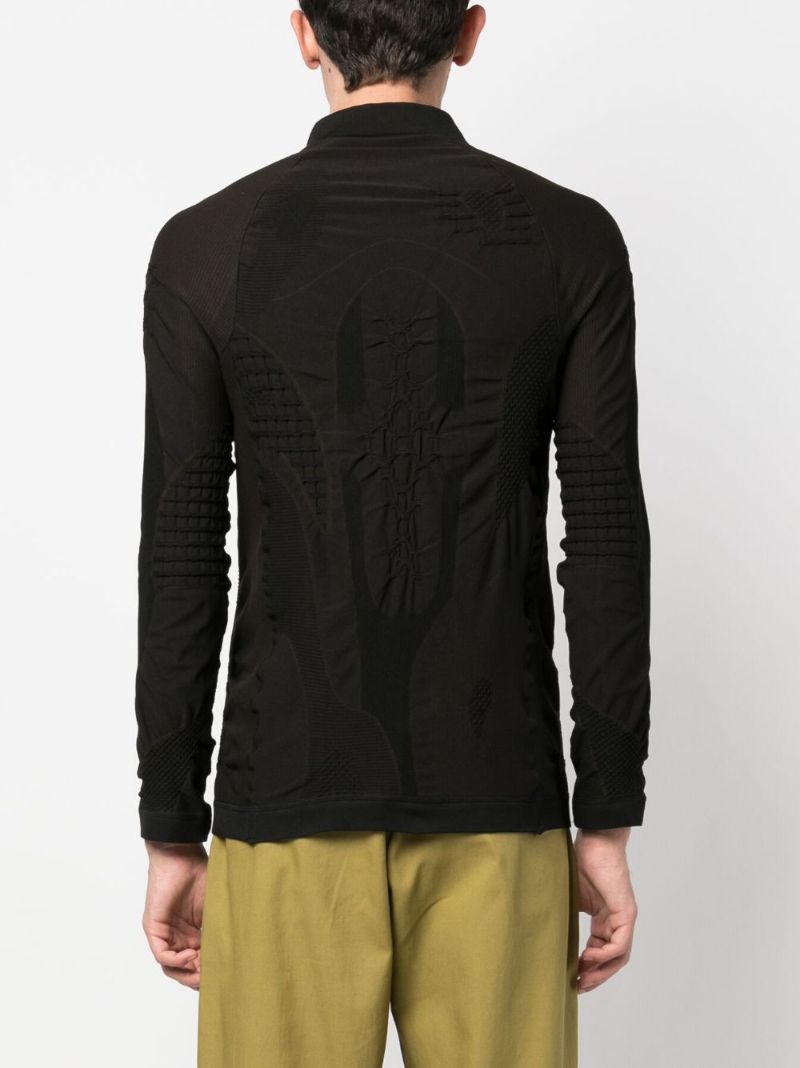 Brown 3d-knit Half-zip Top