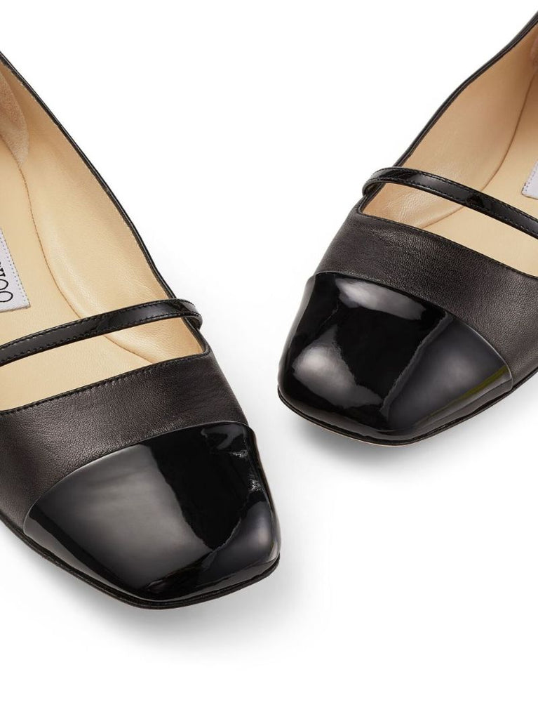 Black Elisa Leather Ballerina Shoes
