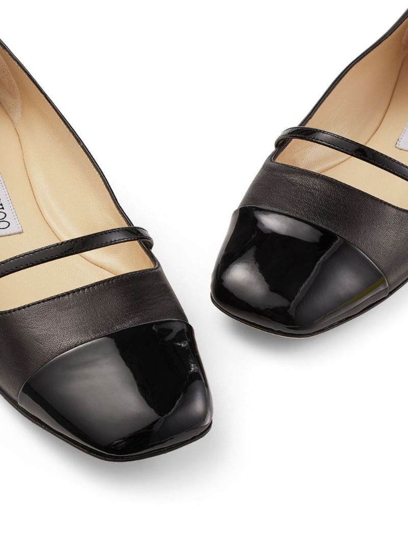 Black Elisa Leather Ballerina Shoes