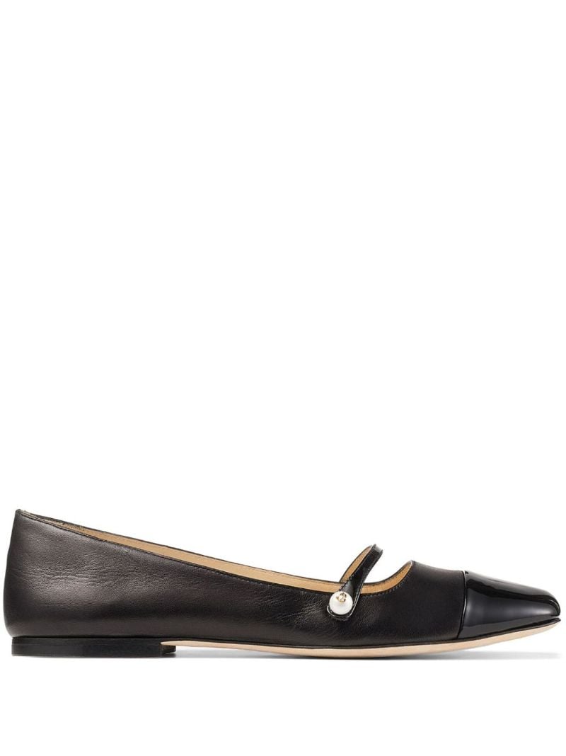 Black Elisa Leather Ballerina Shoes