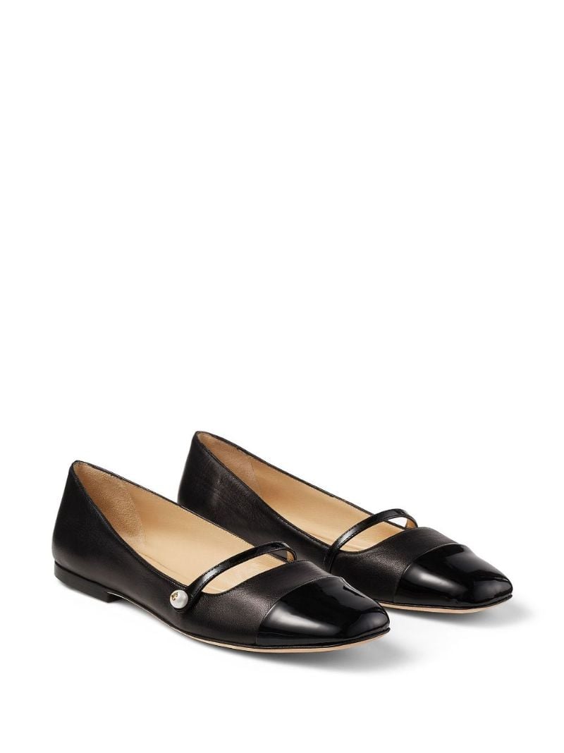 Black Elisa Leather Ballerina Shoes