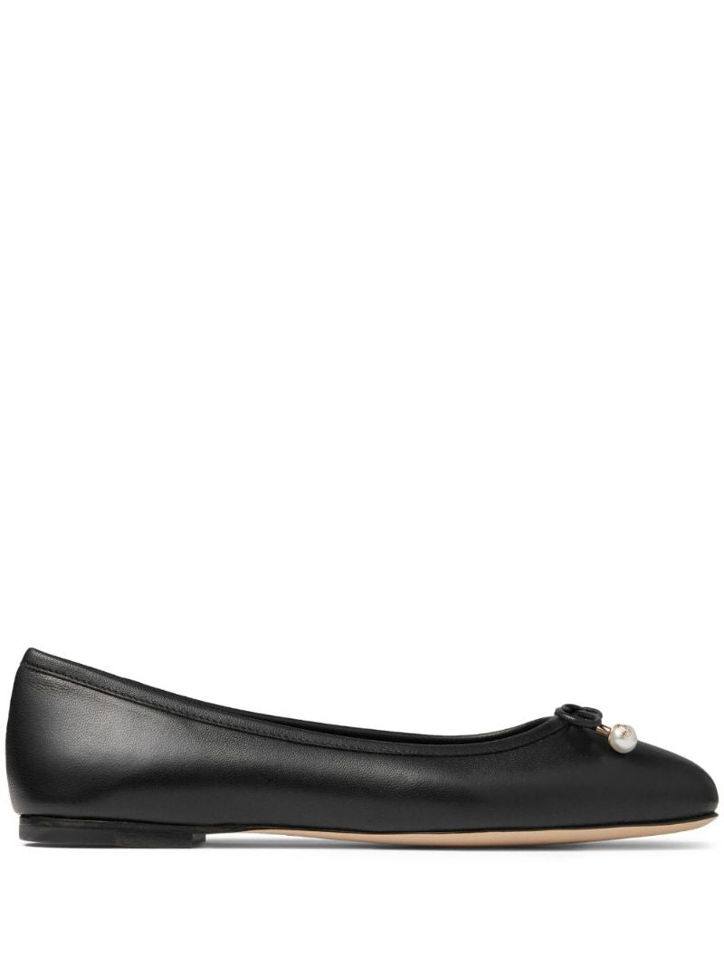 Black Elme Leather Ballerina Shoes
