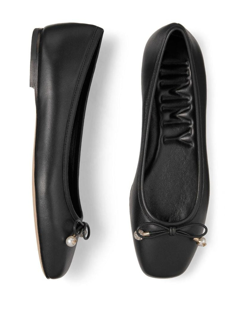 Black Elme Leather Ballerina Shoes