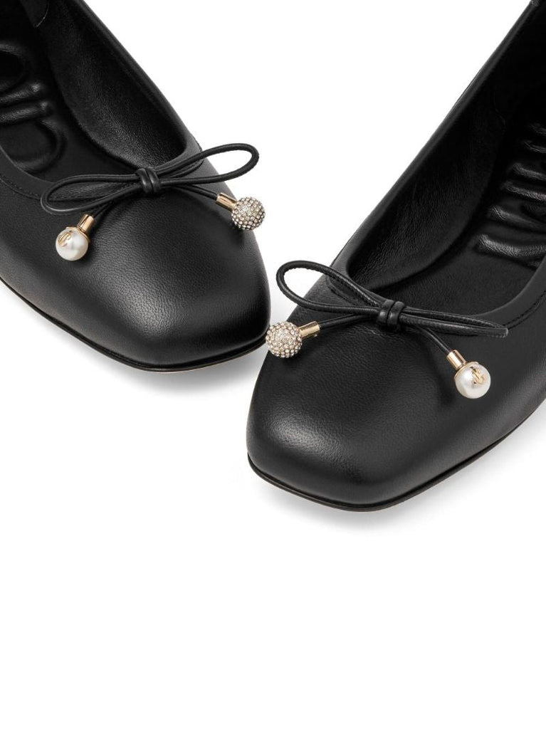 Black Elme Leather Ballerina Shoes