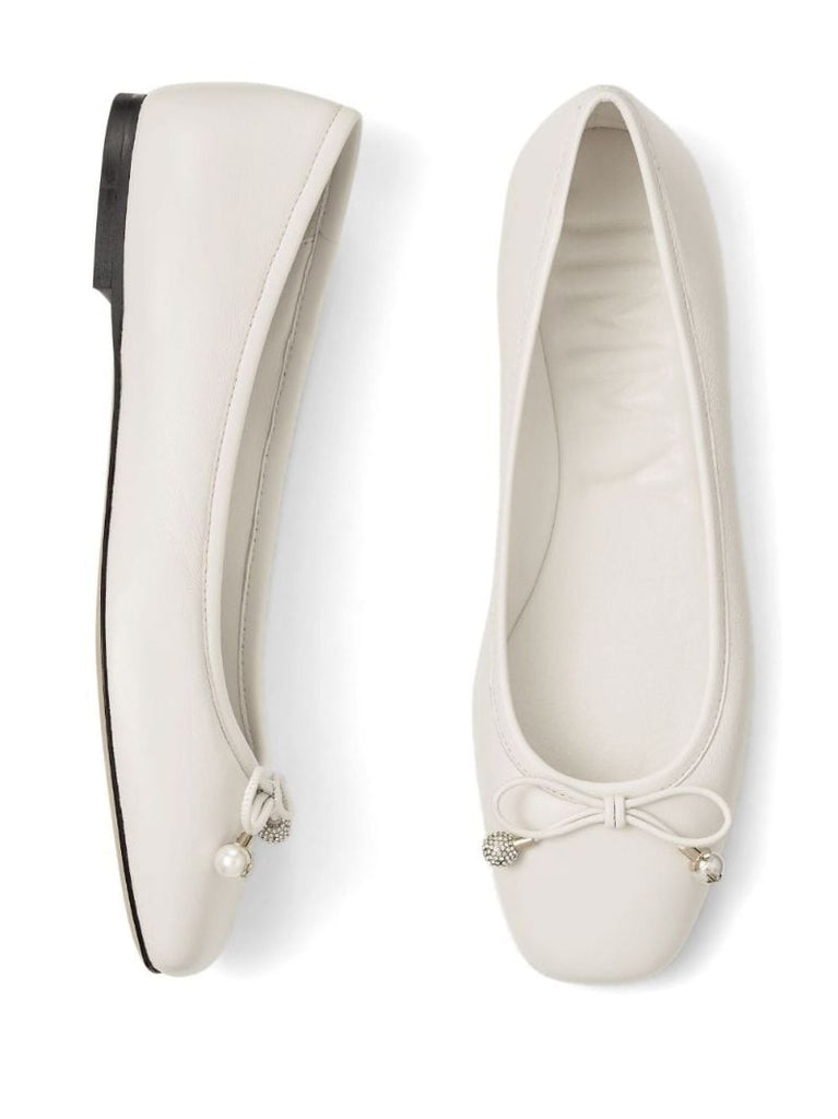 White Elme Leather Ballerina Shoes