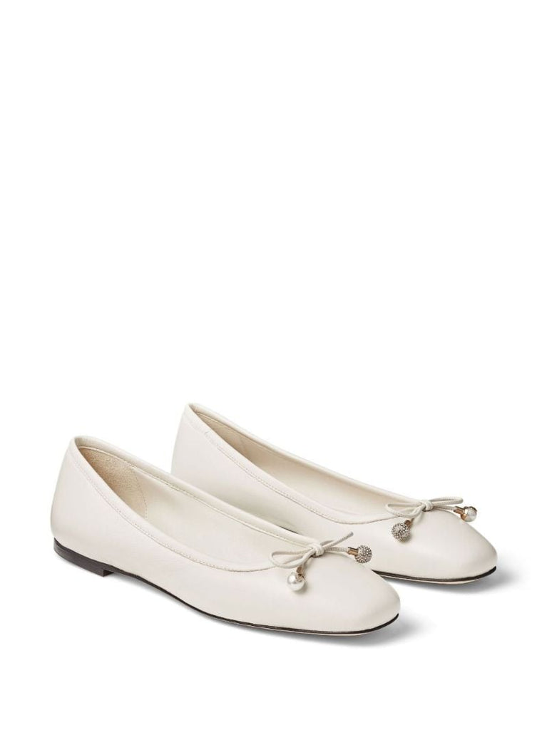 White Elme Leather Ballerina Shoes