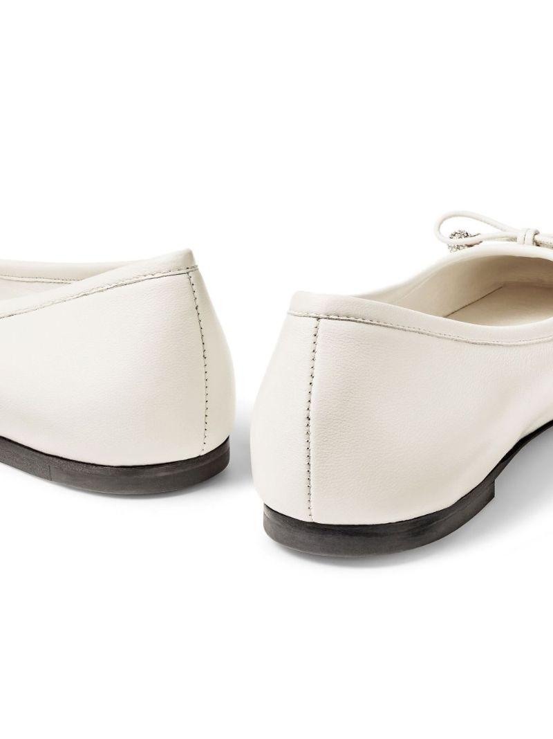 White Elme Leather Ballerina Shoes