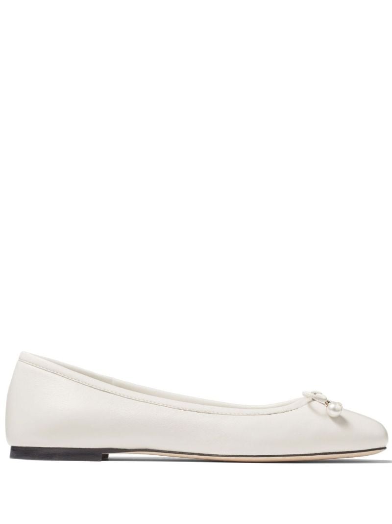 White Elme Leather Ballerina Shoes