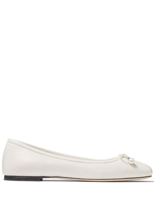 White Elme Leather Ballerina Shoes