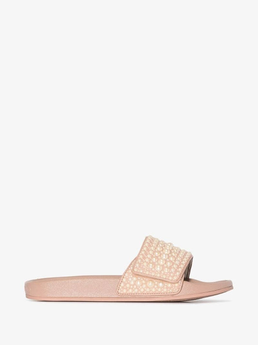 Pink Fitz Pearl Embellished Slides