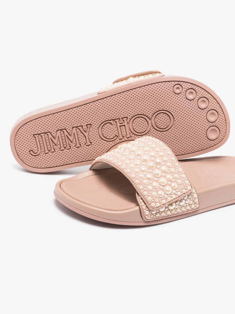Pink Fitz Pearl Embellished Slides