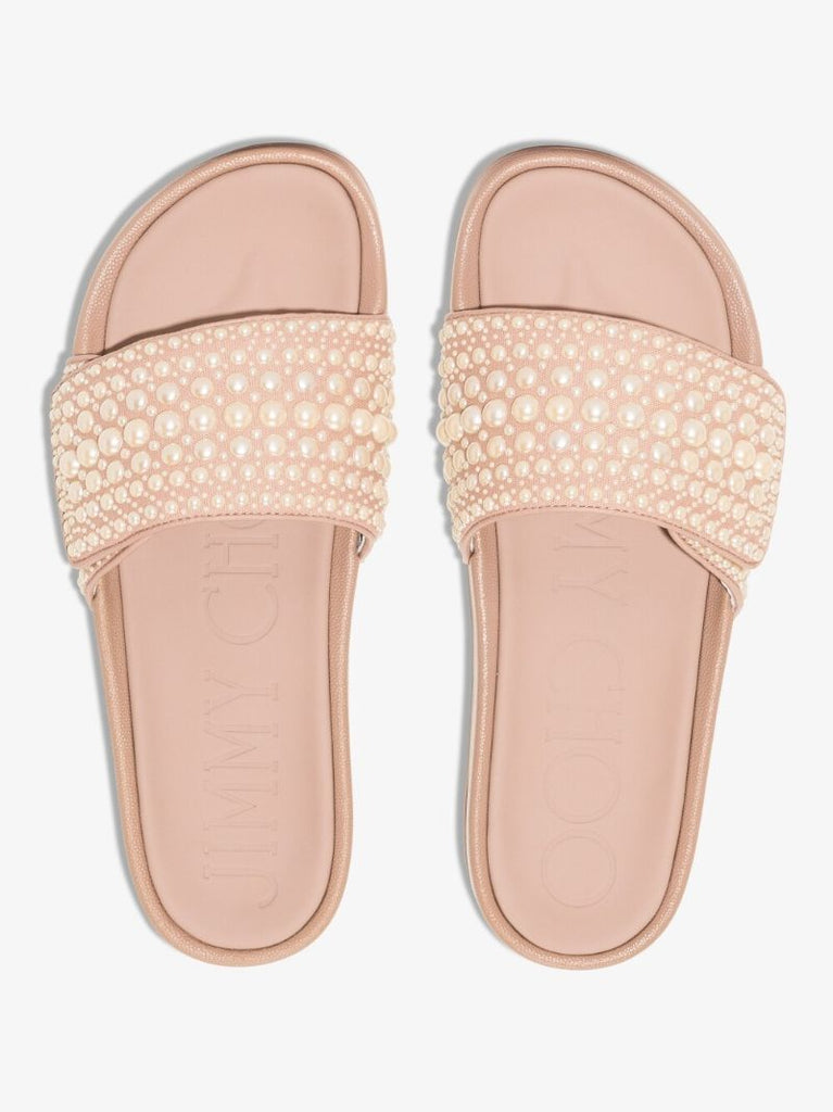 Pink Fitz Pearl Embellished Slides