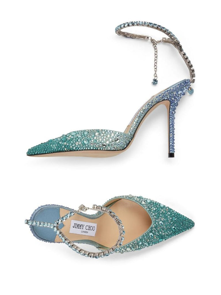 Green Saeda 100 Crystal Pumps