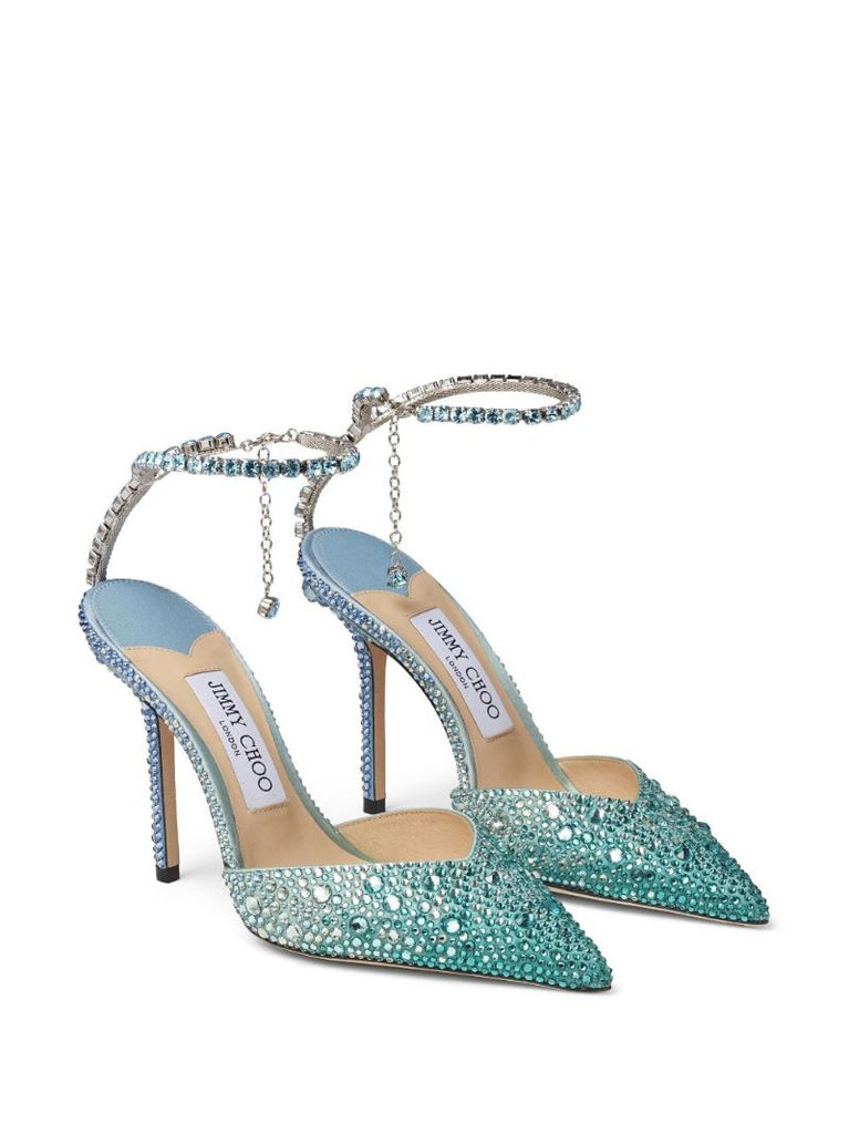 Green Saeda 100 Crystal Pumps