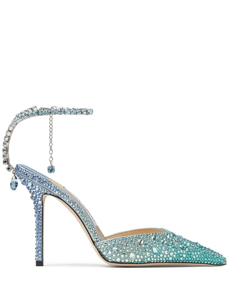 Green Saeda 100 Crystal Pumps
