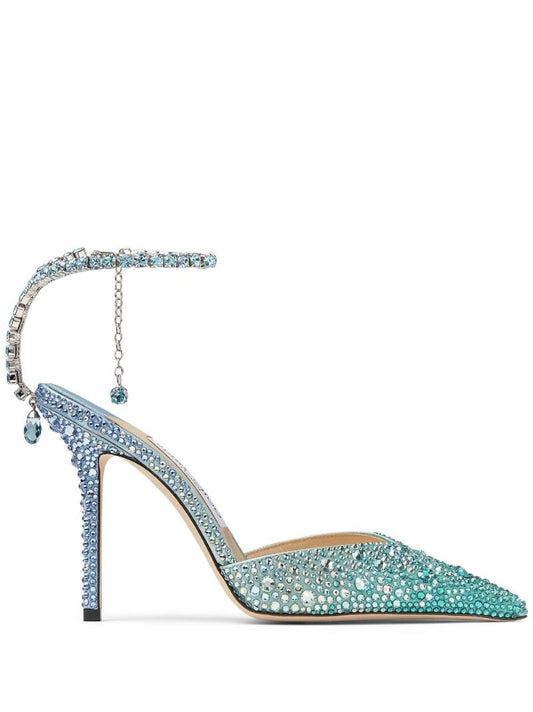 Green Saeda 100 Crystal Pumps
