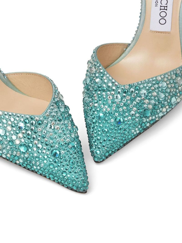 Green Saeda 100 Crystal Pumps