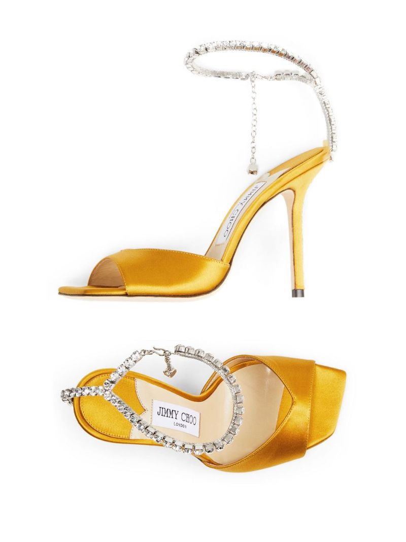 Yellow Saeda 100 Satin Sandals