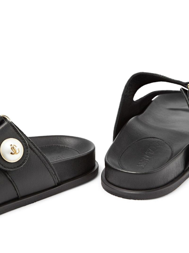 Black Fayence Embellished Leather Slides