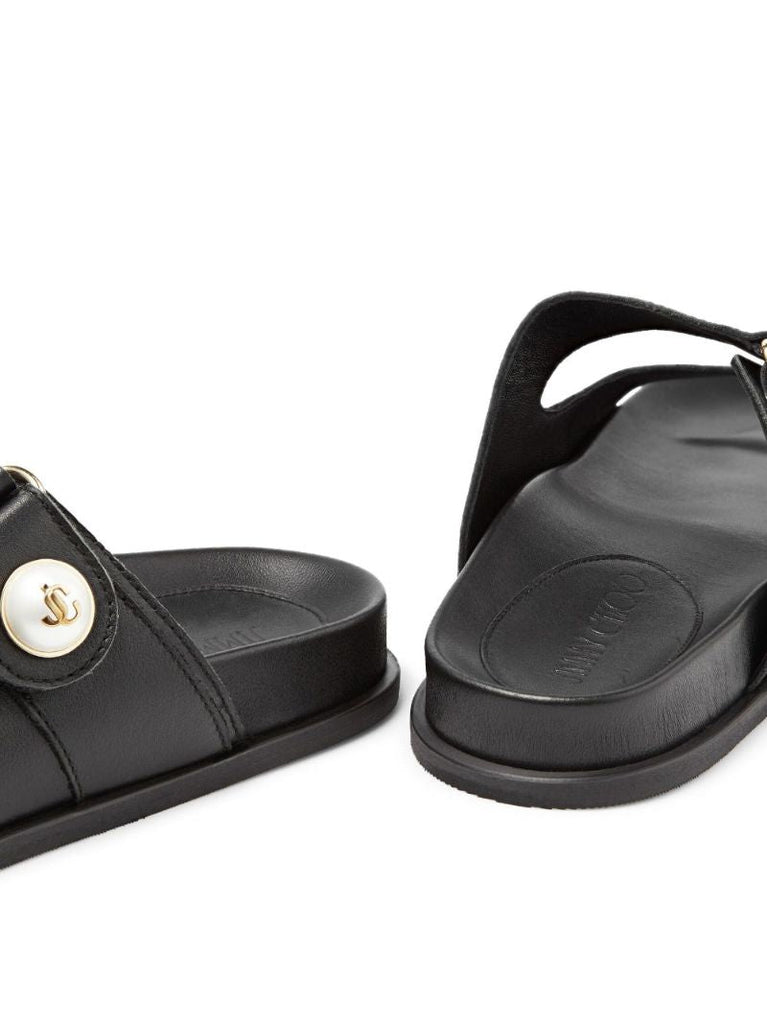 Black Fayence Embellished Leather Slides