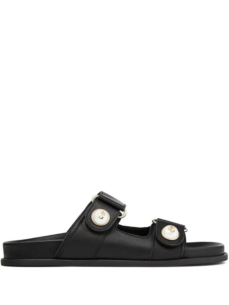 Black Fayence Embellished Leather Slides