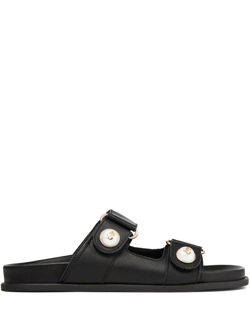 Black Fayence Embellished Leather Slides