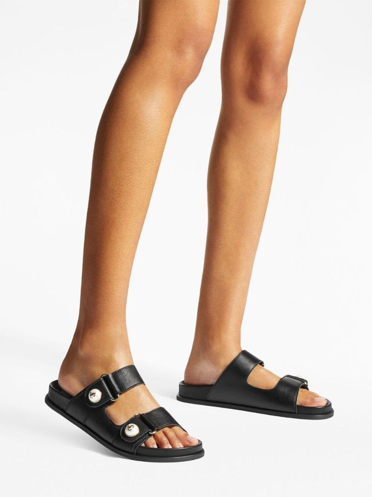 Black Fayence Embellished Leather Slides