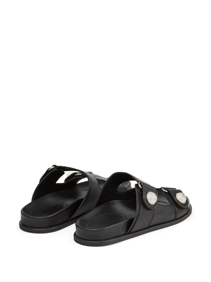 Black Fayence Embellished Leather Slides