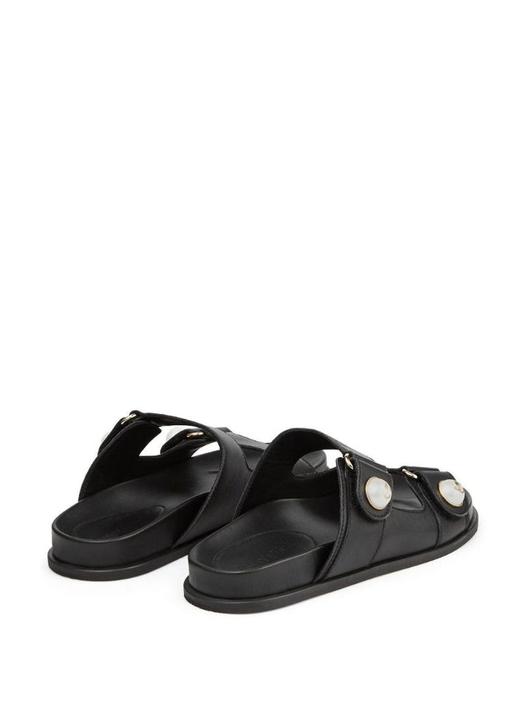 Black Fayence Embellished Leather Slides