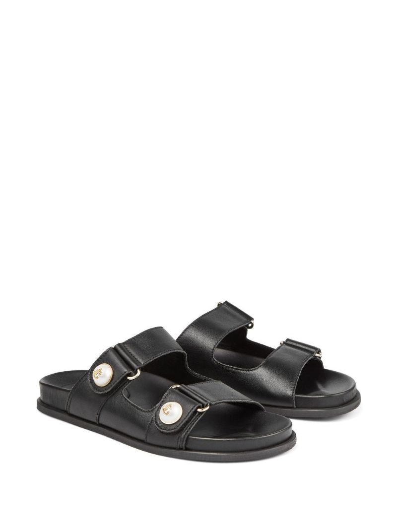 Black Fayence Embellished Leather Slides