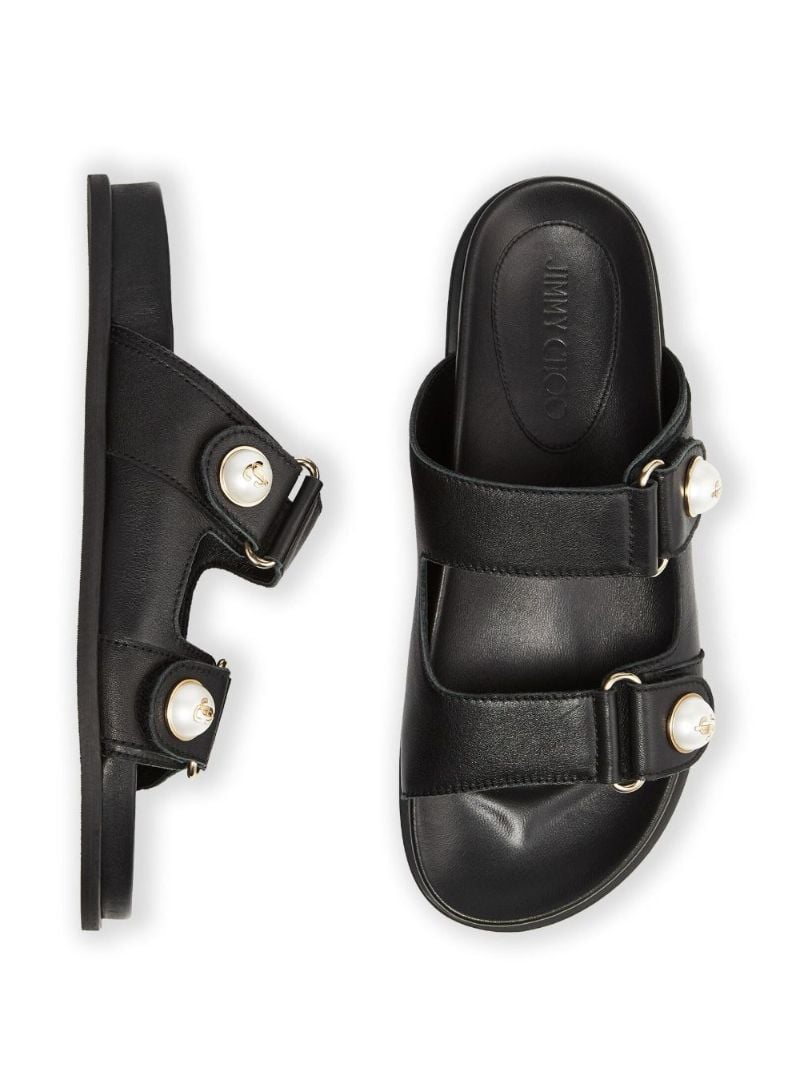 Black Fayence Embellished Leather Slides