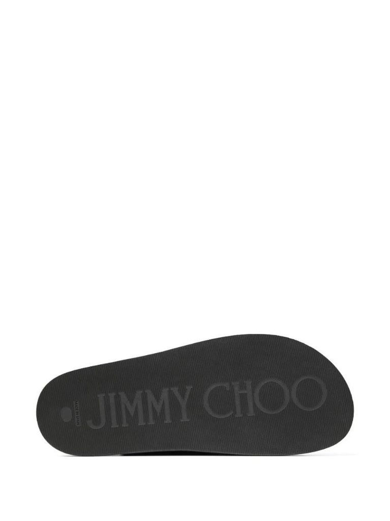 Black Fayence Embellished Leather Slides