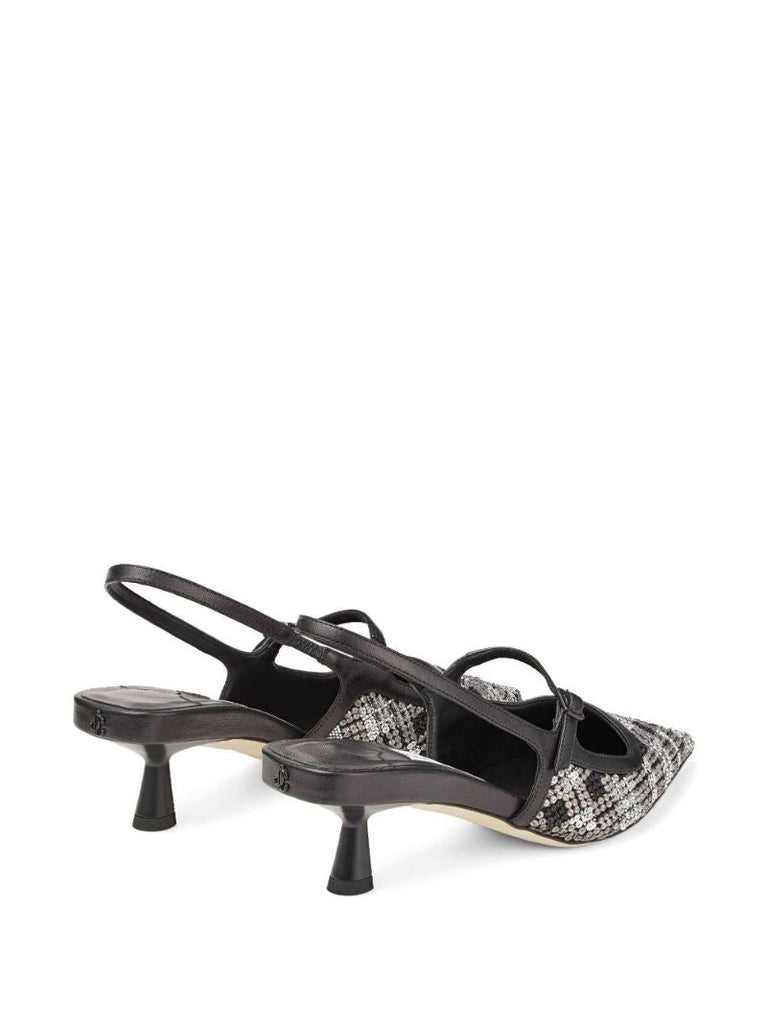 Black Didi 45 Beaded Tartan Slingback Pumps