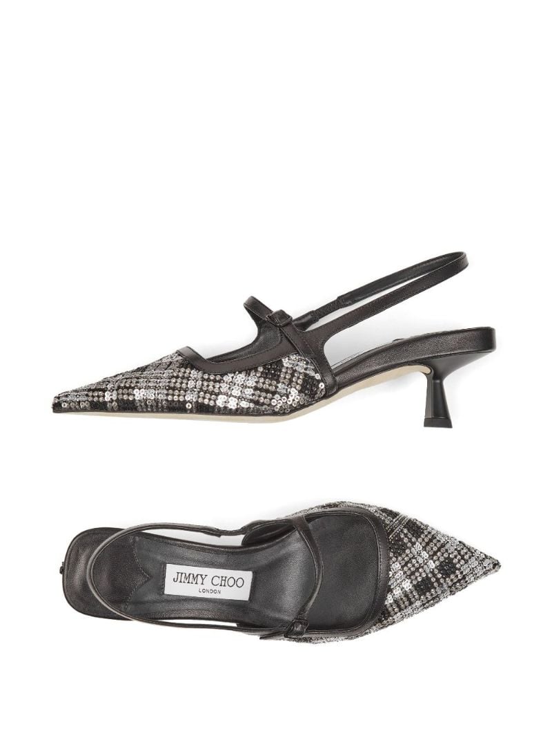 Black Didi 45 Beaded Tartan Slingback Pumps