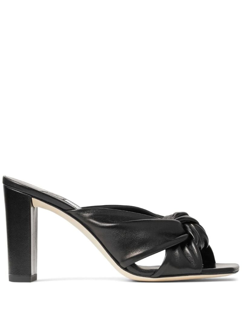 Black Avenue 85 Knot-detail Leather Mules
