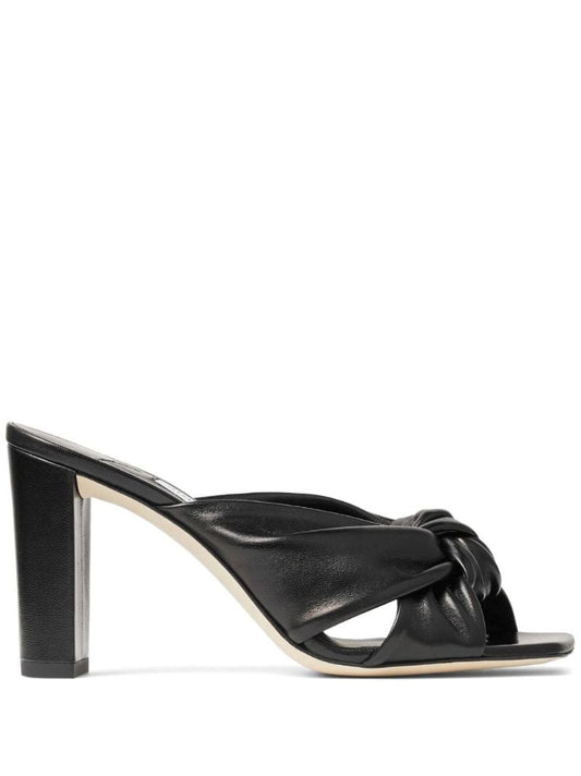 Black Avenue 85 Knot-detail Leather Mules