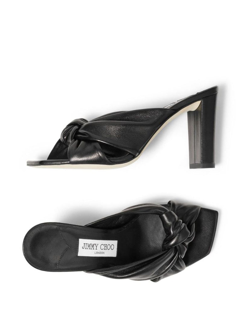 Black Avenue 85 Knot-detail Leather Mules