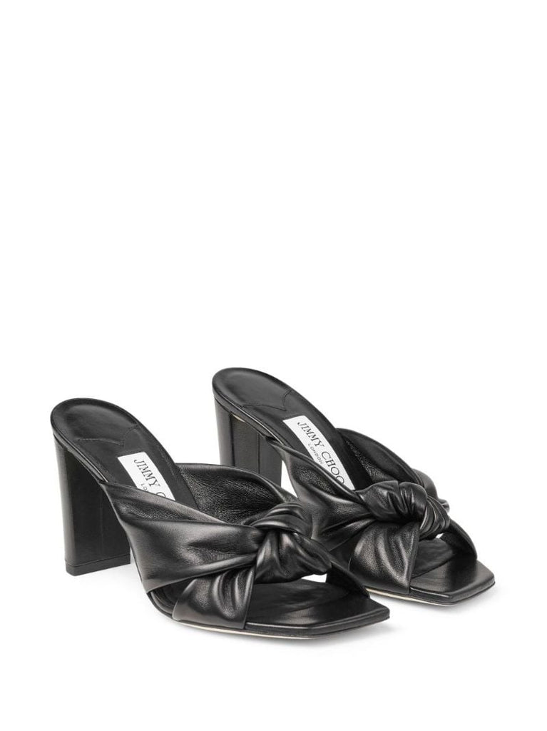 Black Avenue 85 Knot-detail Leather Mules